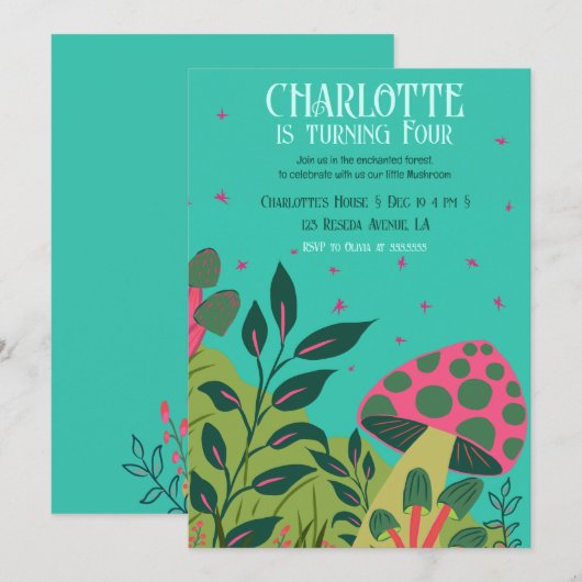 Betoverde bos en paddenstoelen Sprookjesachtige tu Kaart (Voorkant / Achterkant)