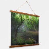 Betoverde bos en waterval hangend wandkleed (Gebogen)