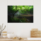 Betoverde bos en waterval poster (Keuken)