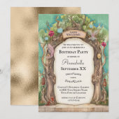 Betoverde Bos Fairy Garden op Glitter Green Kaart (Voorkant / Achterkant)