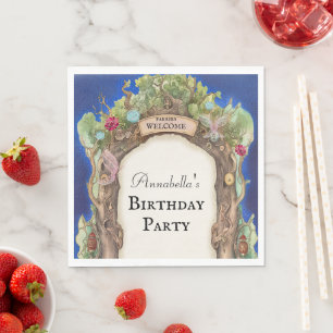 Betoverde Bos Fairy Garden op Night Sky Servet