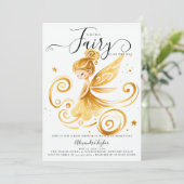 Betoverde Bos Fairy Gouden Swirl Baby Meisje Douch Kaart (Staand voorkant)