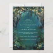 Betoverde Bos Fairy Lights Woodland bruiloft Save The Date (Voorkant)