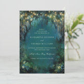 Betoverde Bos Fairy Lights Woodland bruiloft Save The Date (Staand voorkant)