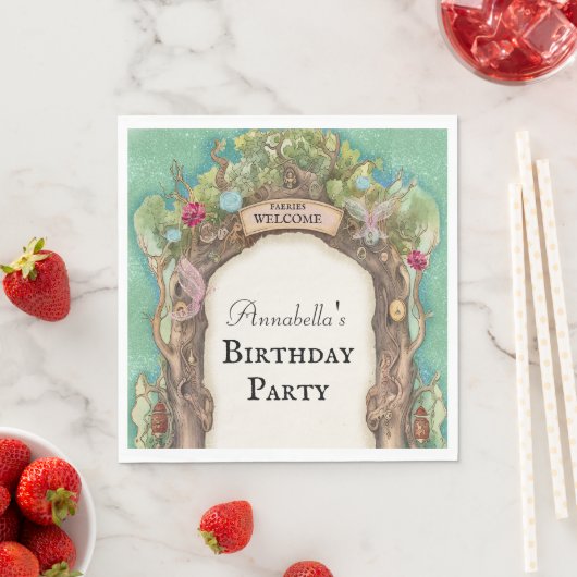 Betoverde Bos Fairy Tuin op Groene Glitter Servet (Insitu)