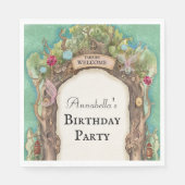 Betoverde Bos Fairy Tuin op Groene Glitter Servet (Voorkant)