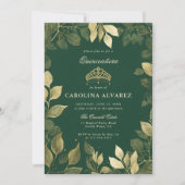 Betoverde bos faux gouden gebladerte Quinceanera Kaart (Voorkant)