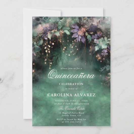 Betoverde Bos Fee Magic Lavendel Qinceanera Kaart (Voorkant)
