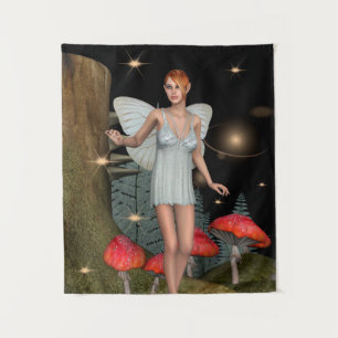 Betoverde Bos Fee Paddenstoel Fantasie Kunst Wandkleed