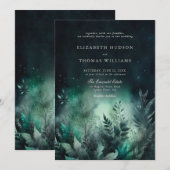 Betoverde Bos Foliage Fairy Licht Nacht Bruiloft Kaart (Voorkant / Achterkant)