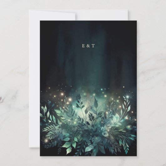 Betoverde Bos Foliage Fairy Lights Chique Bruiloft Kaart (Achterkant)