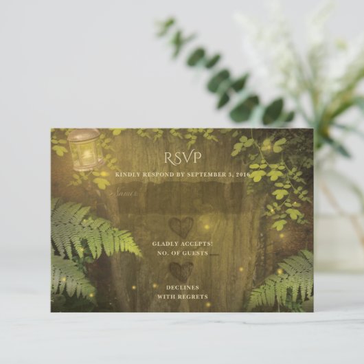 Betoverde bos geheime tuin droom bruiloft RSVP (Staand voorkant)