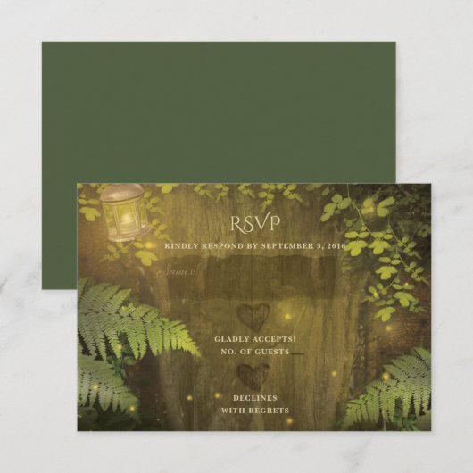 Betoverde bos geheime tuin droom bruiloft RSVP (Voorkant / Achterkant)