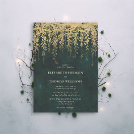 Betoverde Bos groen Fairy Gouden Bruiloft Kaart