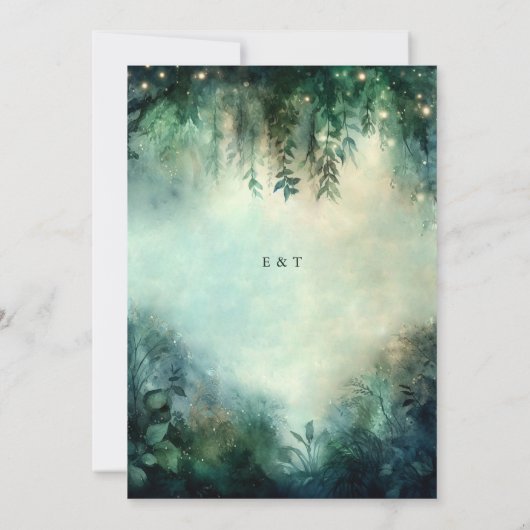 Betoverde Bos groen Fairy Lights Bruiloft Kaart (Achterkant)