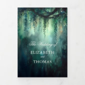 Betoverde bos groen fee alles in een bruiloft drieluik uitnodiging (Cover)