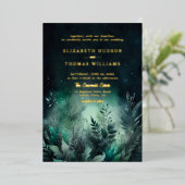 Betoverde Bos groen licht Moderne bruiloft Folie Uitnodiging (Staand Voorkant)