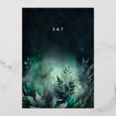Betoverde Bos groen licht Moderne bruiloft Folie Uitnodiging (Achterkant)