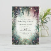 Betoverde Bos Groene Mauve Magische Bruiloft Kaart (Staand voorkant)