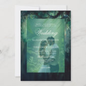 Betoverde Bos Hangende Groen Foto Bruiloft Kaart (Voorkant)