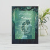 Betoverde Bos Hangende Groen Foto Bruiloft Kaart (Staand voorkant)