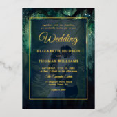 Betoverde Bos Hangende Wijnstokken Gouden Foto Bru Folie Uitnodiging (Voorkant)