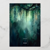 Betoverde Bos Hangende Wijnstokken Gouden Foto Bru Folie Uitnodiging (Achterkant)