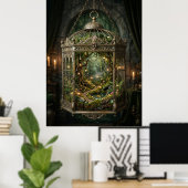 Betoverde bos in de vogelkooi poster (Thuiskantoor)