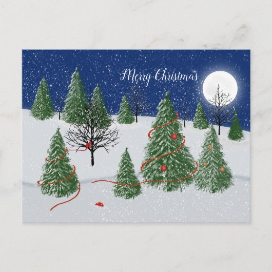 Betoverde bos kerstavond vakantie Briefkaart (Voorkant)