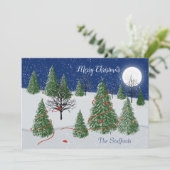Betoverde bos kerstavond vakantie Kaart (Staand voorkant)