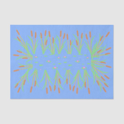 Betoverde Bos Kikker Vijver Cattails en Lily Pads Tissuepapier (Voorkant)