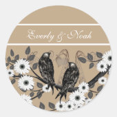 Betoverde Bos Liefdesvogel Bruiloft Ronde Sticker (Voorkant)