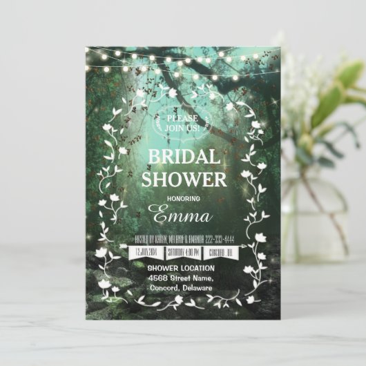 Betoverde Bos Lights Rustiek Vrijgezellenfeest Kaart (Staand voorkant)