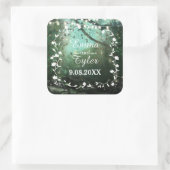 Betoverde Bos Lights Rustieke Bruiloft Seal Vierkante Sticker (Tas)