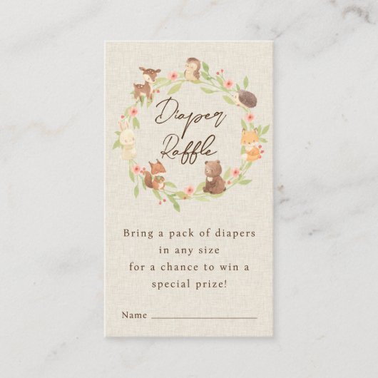 Betoverde Bos Luier Raffle Informatiekaartje (Voorkant)