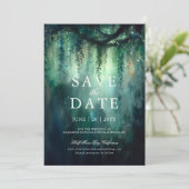 Betoverde Bos Magic Foto Bruiloft Save the Date Kaart (Staand voorkant)
