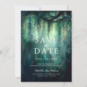 Betoverde Bos Magic Green Bruiloft Save the Date Kaart