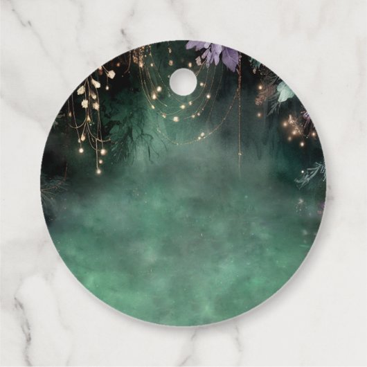 Betoverde Bos Magic Groene Lavendel Quinceanera Bedankjes Labels (Achterkant)