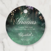 Betoverde Bos Magic Groene Lavendel Quinceanera Bedankjes Labels (Voorkant)