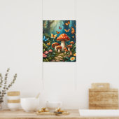 Betoverde Bos Magic Mushroom Vlinders Bloem Poster (Keuken)