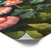 Betoverde Bos Magic Mushroom Vlinders Bloem Poster (Hoek)