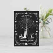 Betoverde bos middeleeuwse avond bruiloft kaart (Staand voorkant)