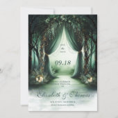 Betoverde Bos Moody Dark Woodland Fotobruiloft Save The Date (Voorkant)