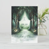 Betoverde Bos Moody Dark Woodland Fotobruiloft Save The Date (Staand voorkant)