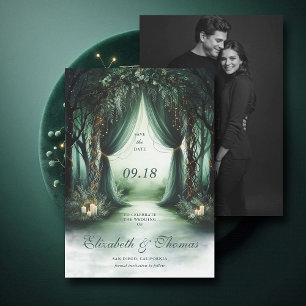 Betoverde Bos Moody Dark Woodland Fotobruiloft Save The Date