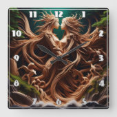 Betoverde Bos Nimfen Omhelzen Door Waterval Vierkante Klok (Voorkant)