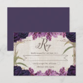 Betoverde Bos Paarse Bruiloft RSVP Kaart (Voorkant / Achterkant)