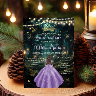 Betoverde bos Paarse Lila jurk XV Quinceañera Kaart