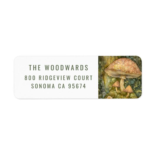Betoverde bos paddenstoelen etiket (Voorkant)