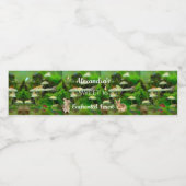 Betoverde bos paddenstoelen konijnen vlinders waterfles etiket (Enkel label)